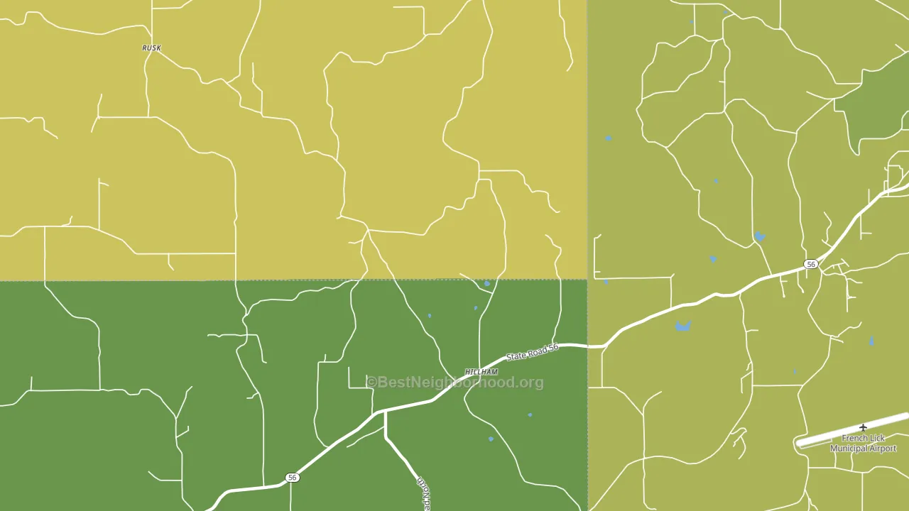 Hillham, IN block-group voter-turnout map