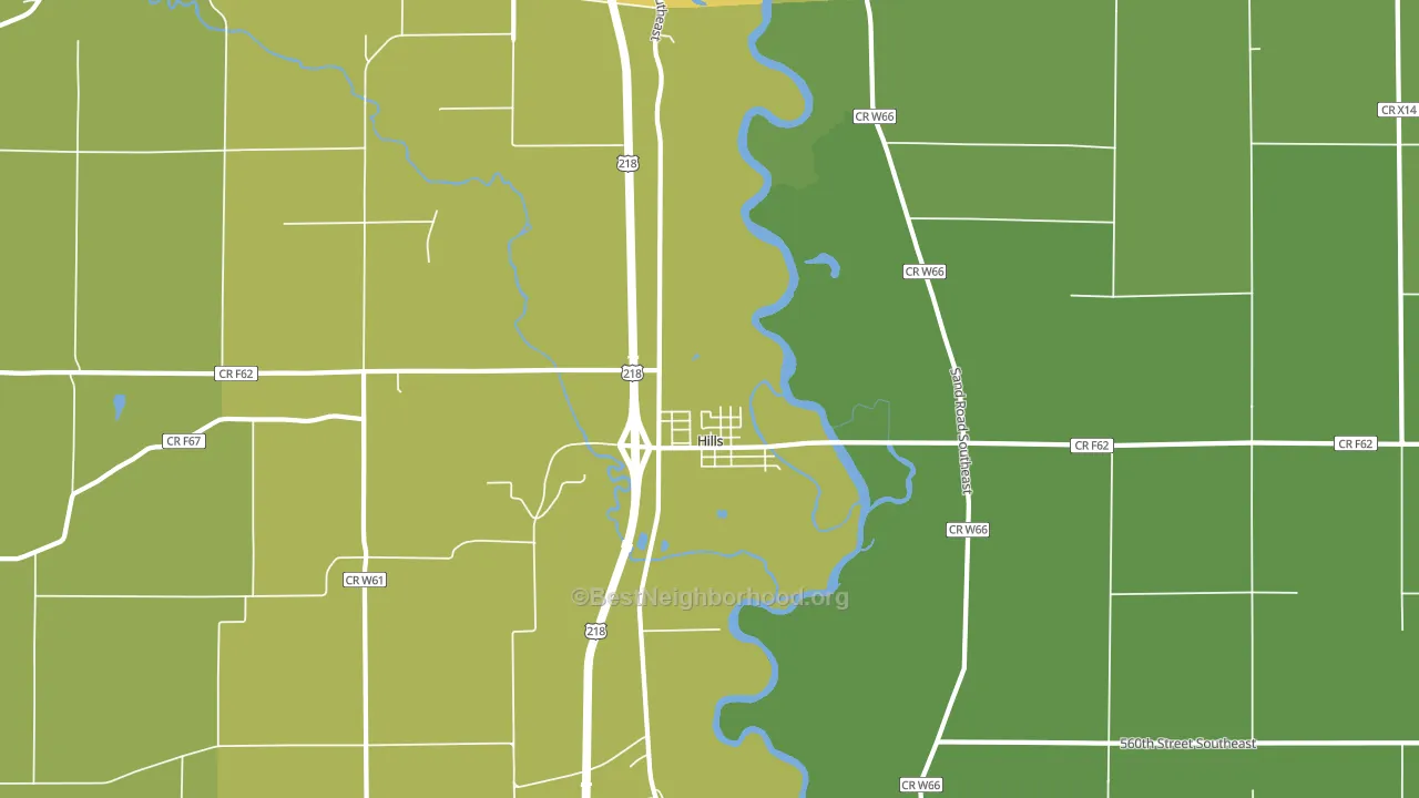 Hills, IA block-group voter-turnout map