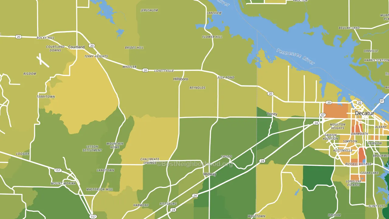 Hillsboro, AL block-group voter-turnout map