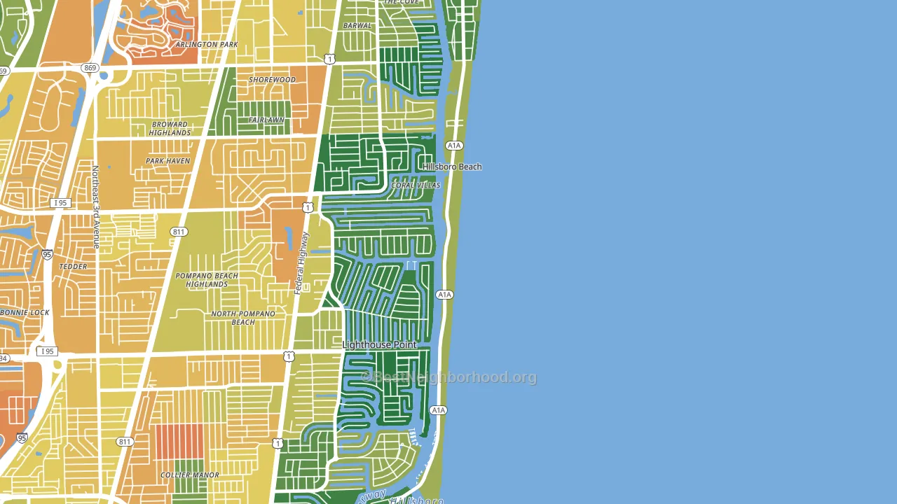 Hillsboro Beach, FL block-group voter-turnout map
