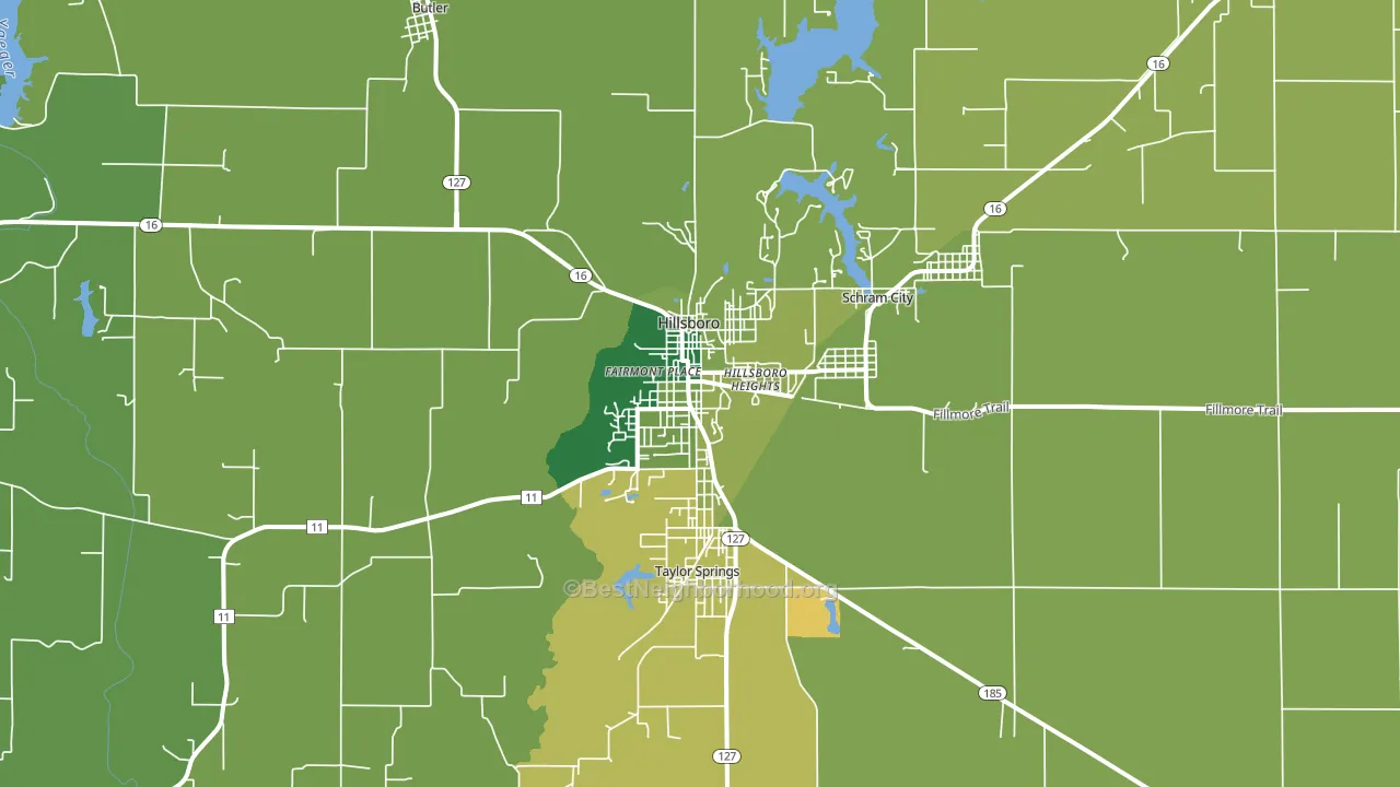 Hillsboro, IL block-group voter-turnout map