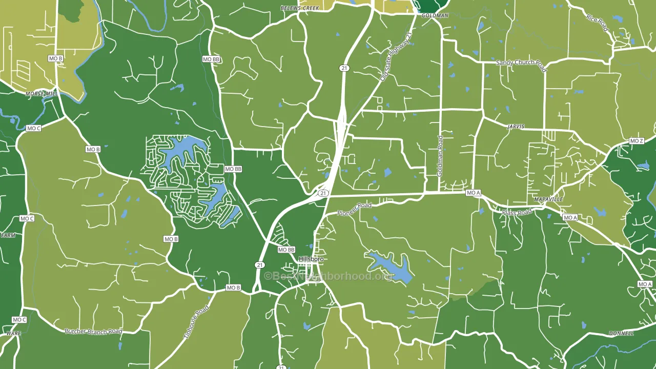 Hillsboro, MO block-group voter-turnout map