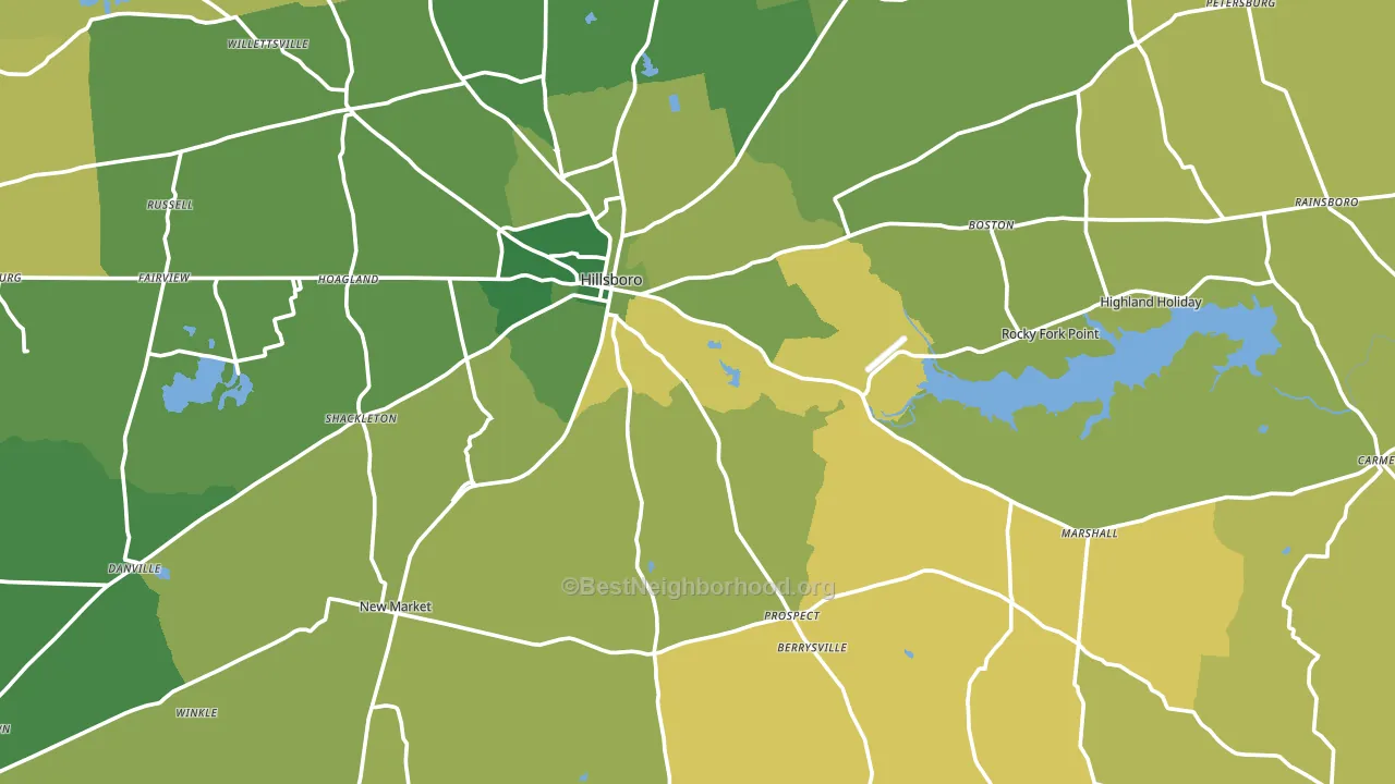 Hillsboro, OH block-group voter-turnout map