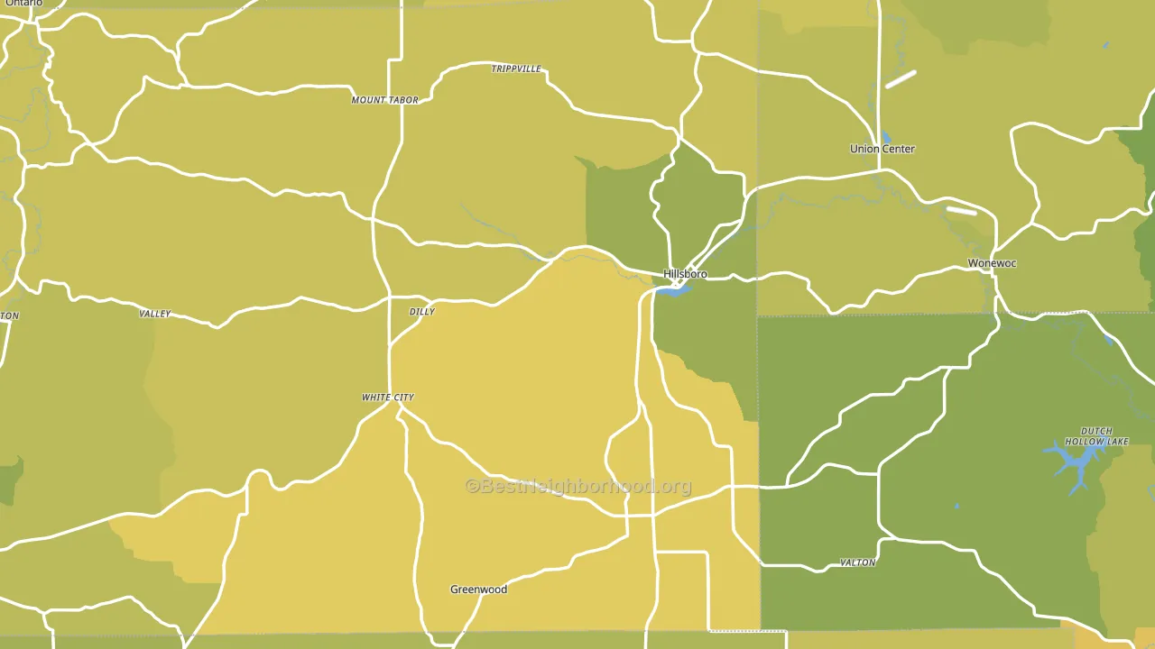 Hillsboro, WI block-group voter-turnout map