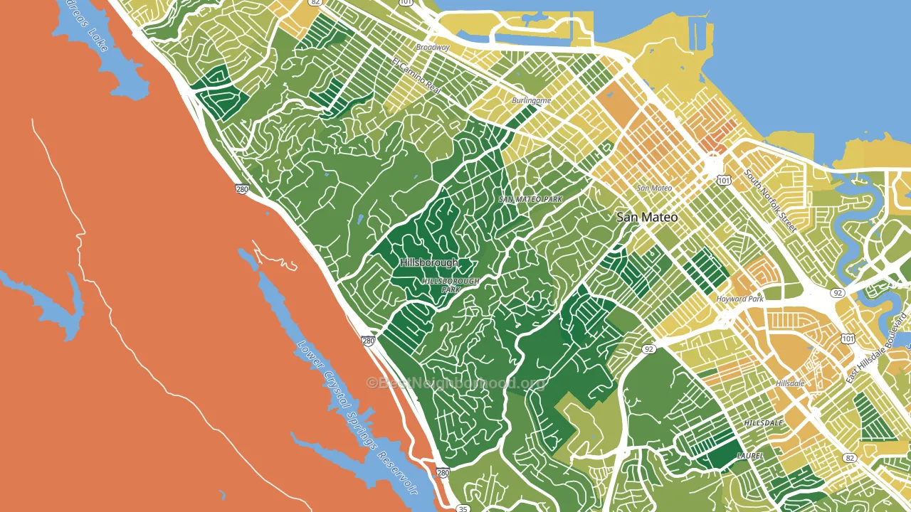 Hillsborough, CA block-group voter-turnout map
