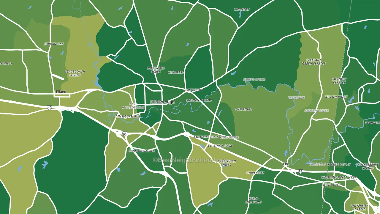 Hillsborough, NC block-group voter-turnout map