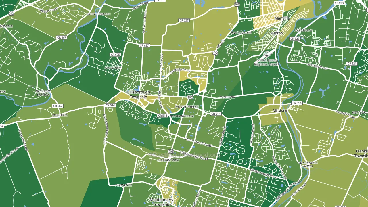Hillsborough, NJ block-group voter-turnout map