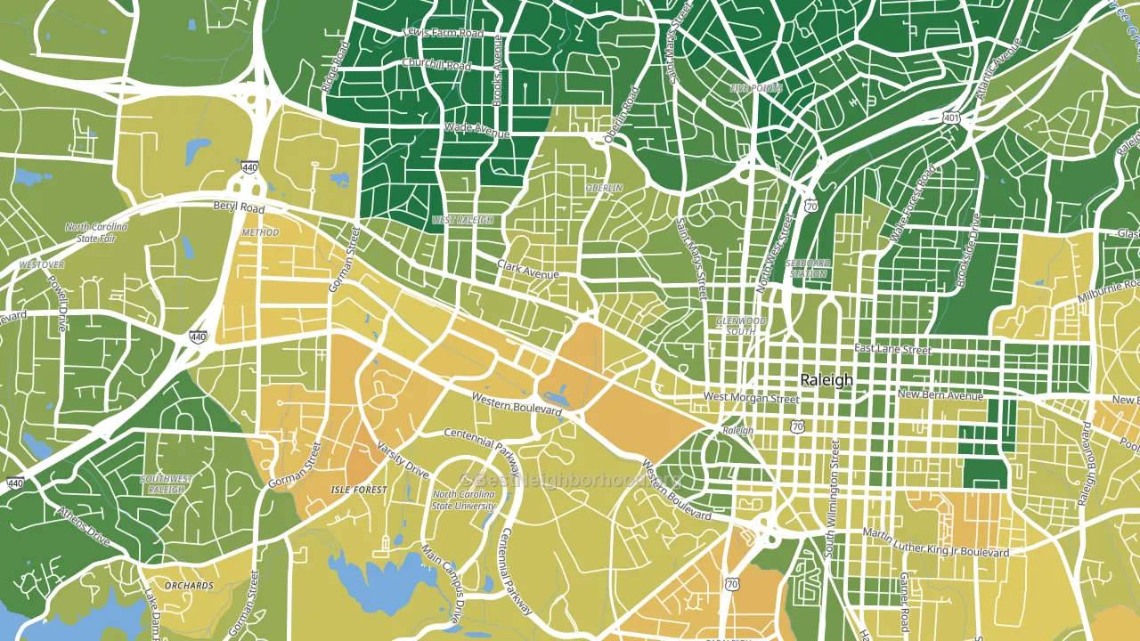 Hillsborough, Raleigh, NC block-group voter-turnout map