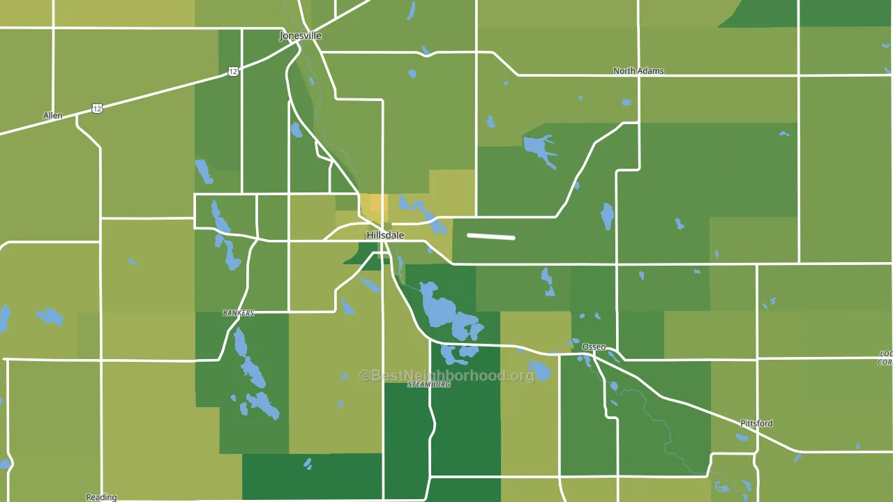 Hillsdale County, MI block-group voter-turnout map