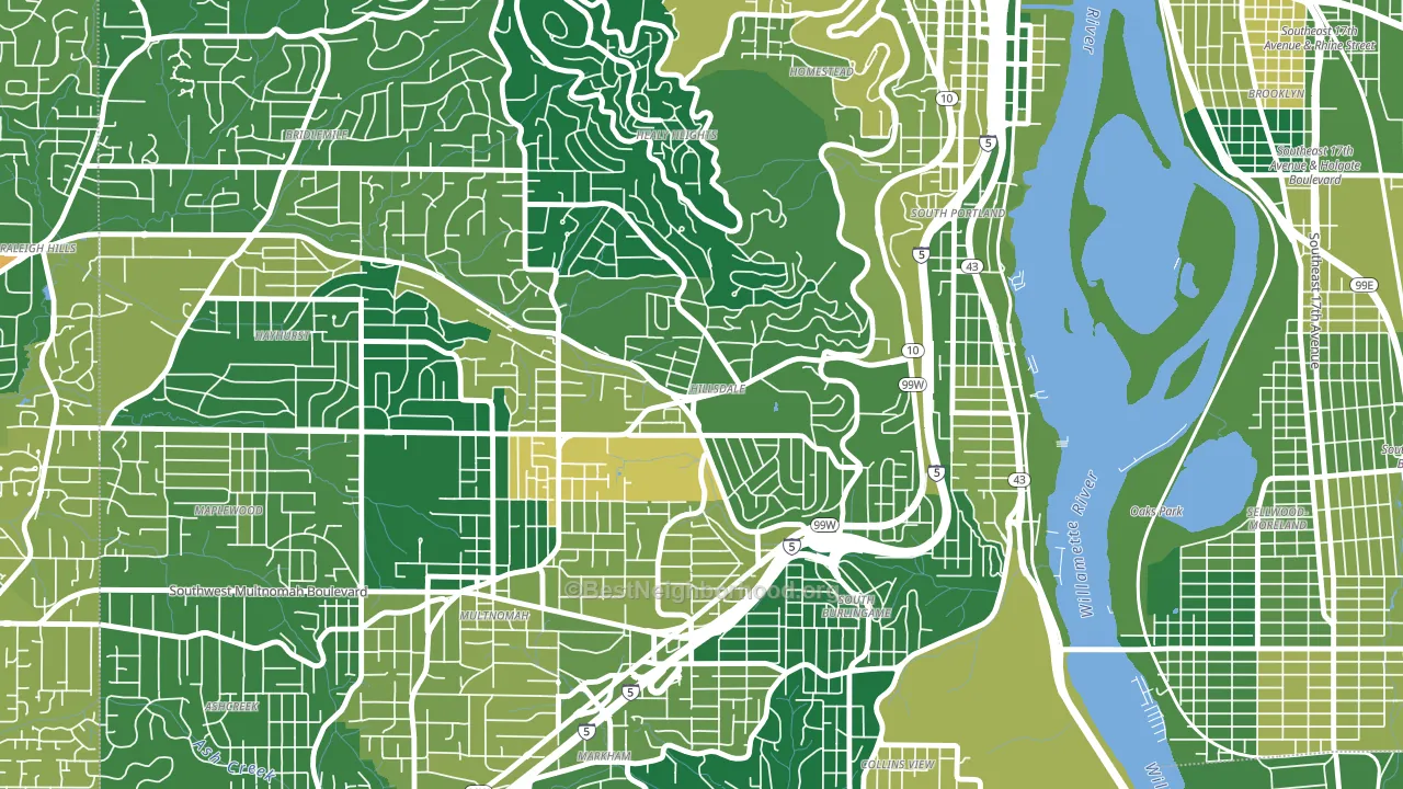 Hillsdale, Portland, OR block-group voter-turnout map