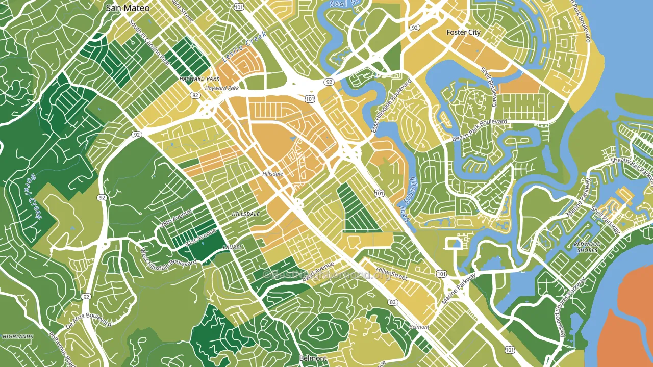 Hillsdale, San Mateo, CA block-group voter-turnout map