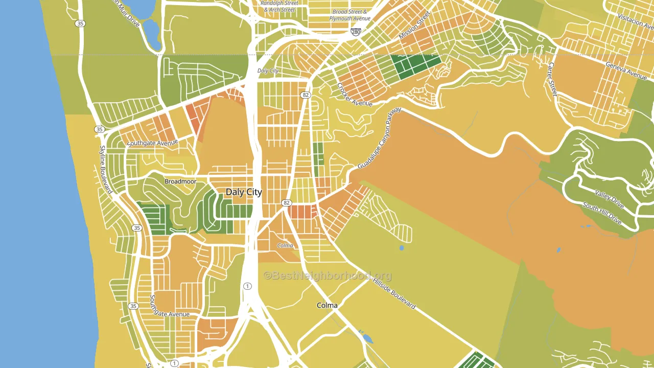Hillside, Daly City, CA block-group voter-turnout map