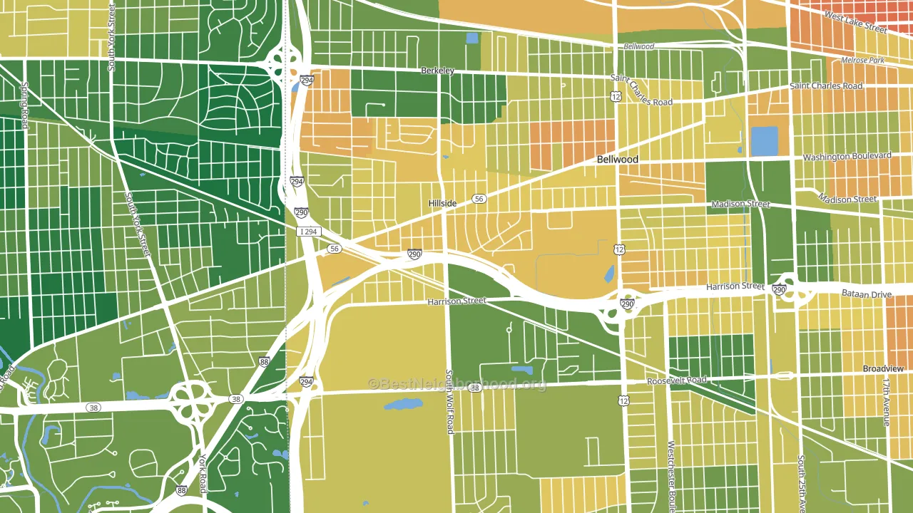 Hillside, IL block-group voter-turnout map