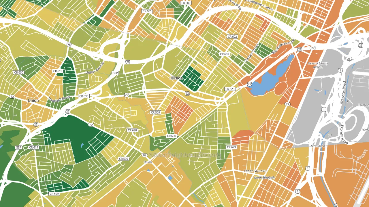 Hillside, NJ block-group voter-turnout map