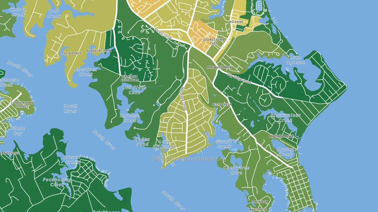Hillsmere Shores, Annapolis Neck, MD block-group voter-turnout map
