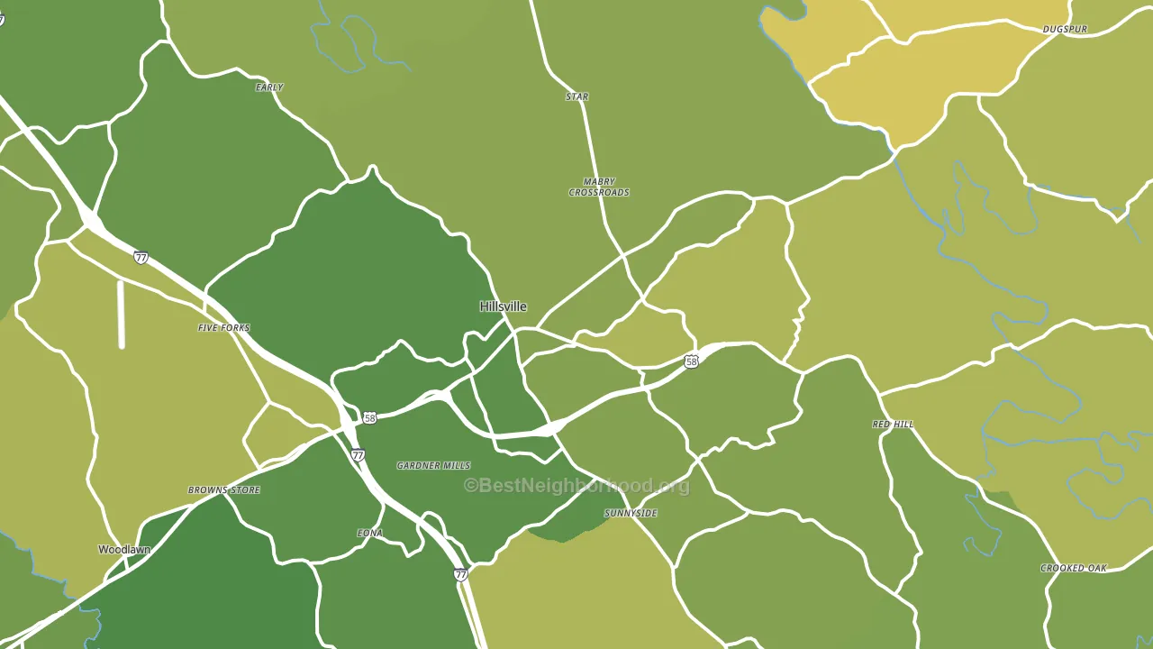 Hillsville, VA block-group voter-turnout map