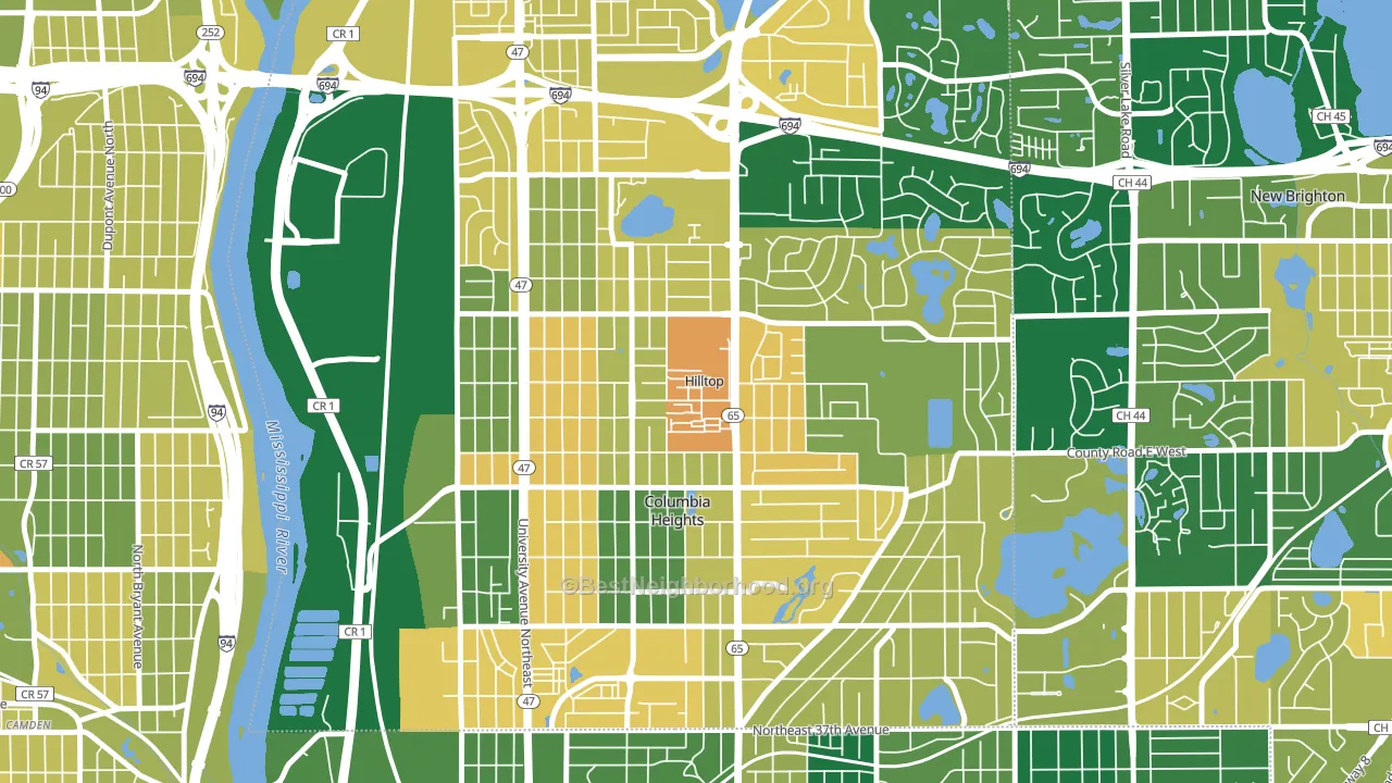Hilltop, MN block-group voter-turnout map