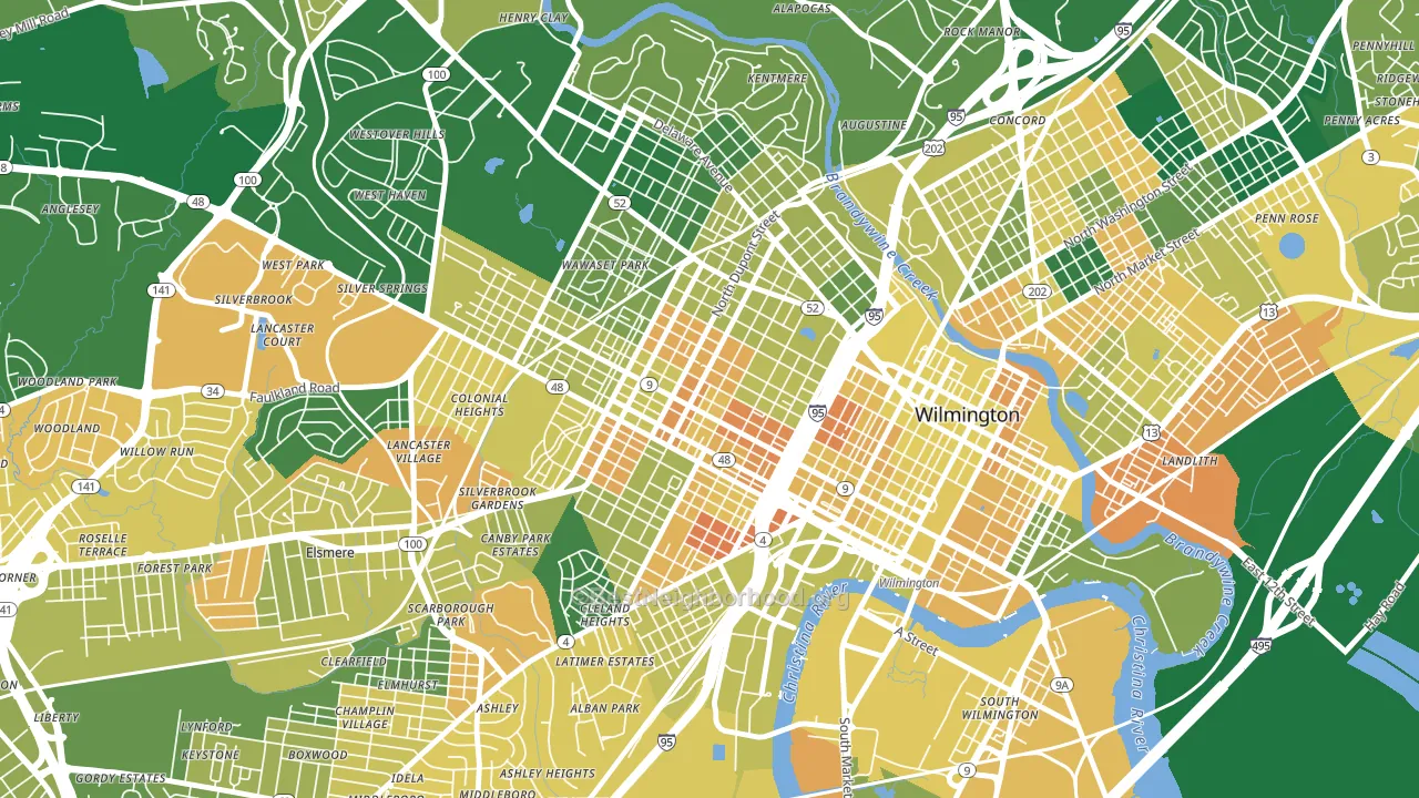 Hilltop, Wilmington, DE block-group voter-turnout map