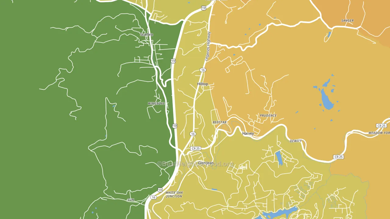 Hilltop, WV block-group voter-turnout map