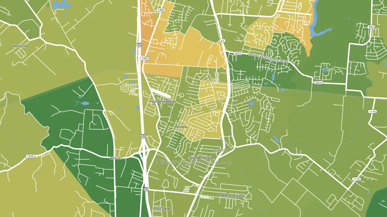 Hillview, KY block-group voter-turnout map