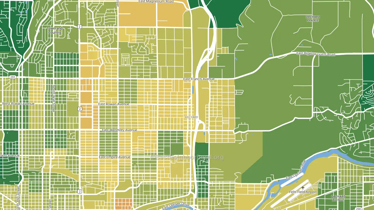 Hillyard, Spokane, WA block-group voter-turnout map