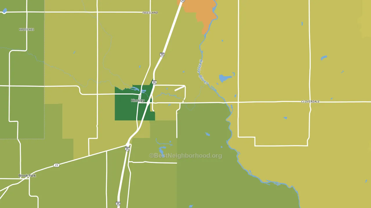 Hinckley, MN block-group voter-turnout map