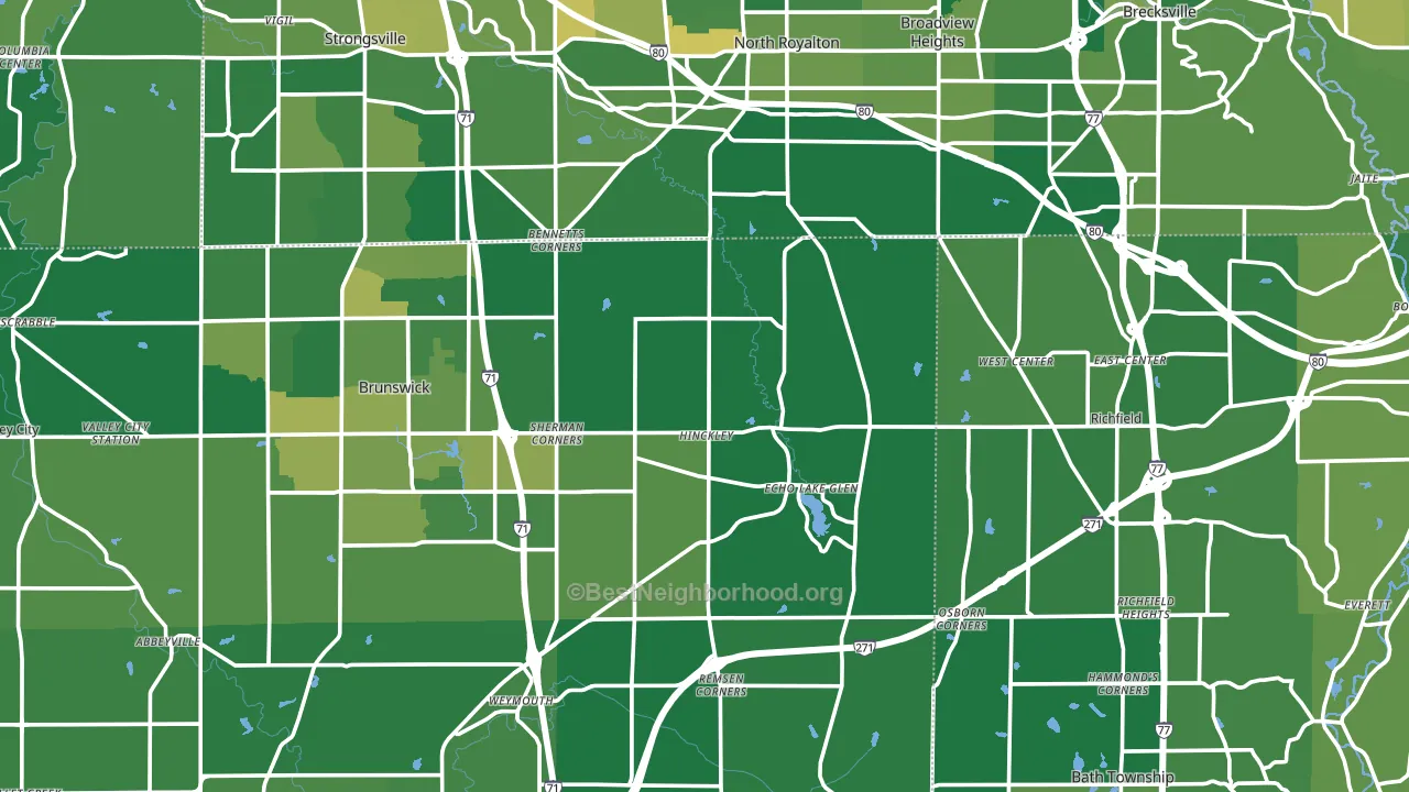 Hinckley, OH block-group voter-turnout map