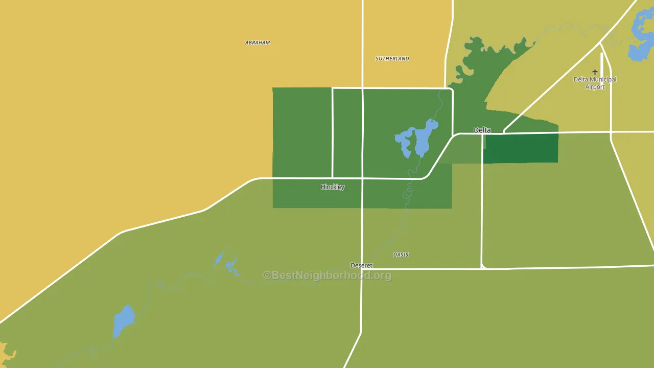 Hinckley, UT block-group voter-turnout map