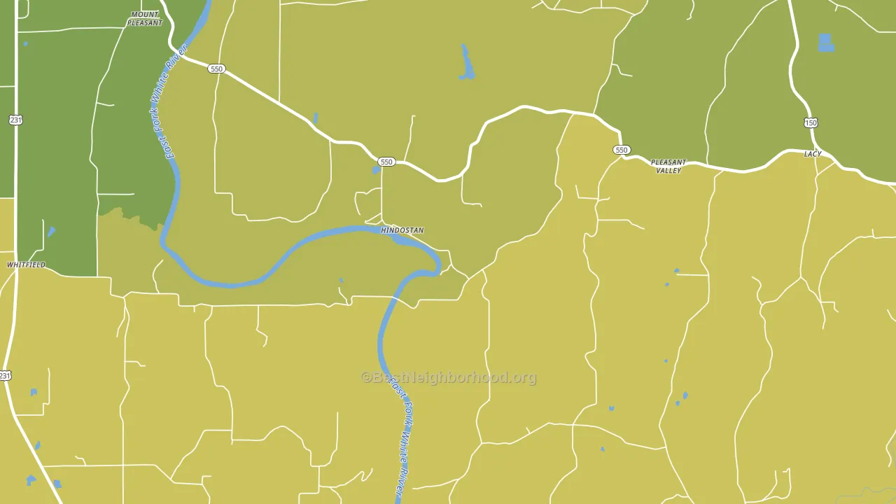 Hindostan Falls, IN block-group voter-turnout map