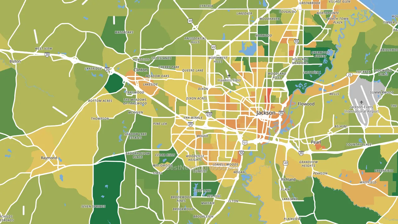 Hinds County, MS block-group voter-turnout map