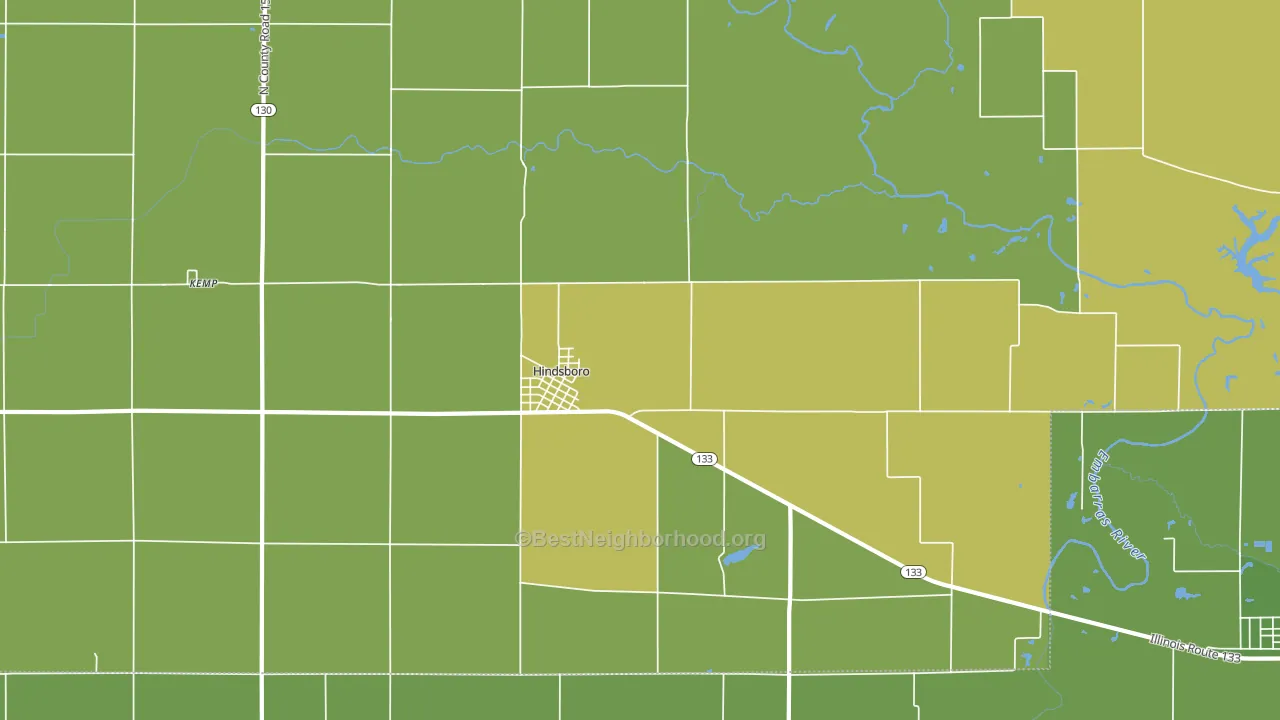 Hindsboro, IL block-group voter-turnout map