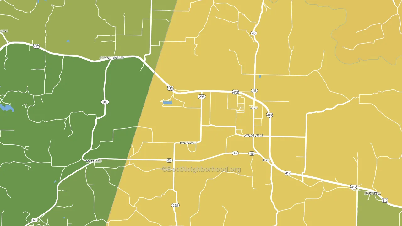 Hindsville, AR block-group voter-turnout map