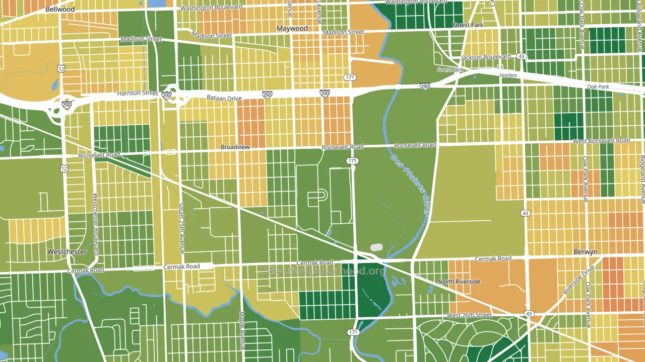 Hines, IL block-group voter-turnout map