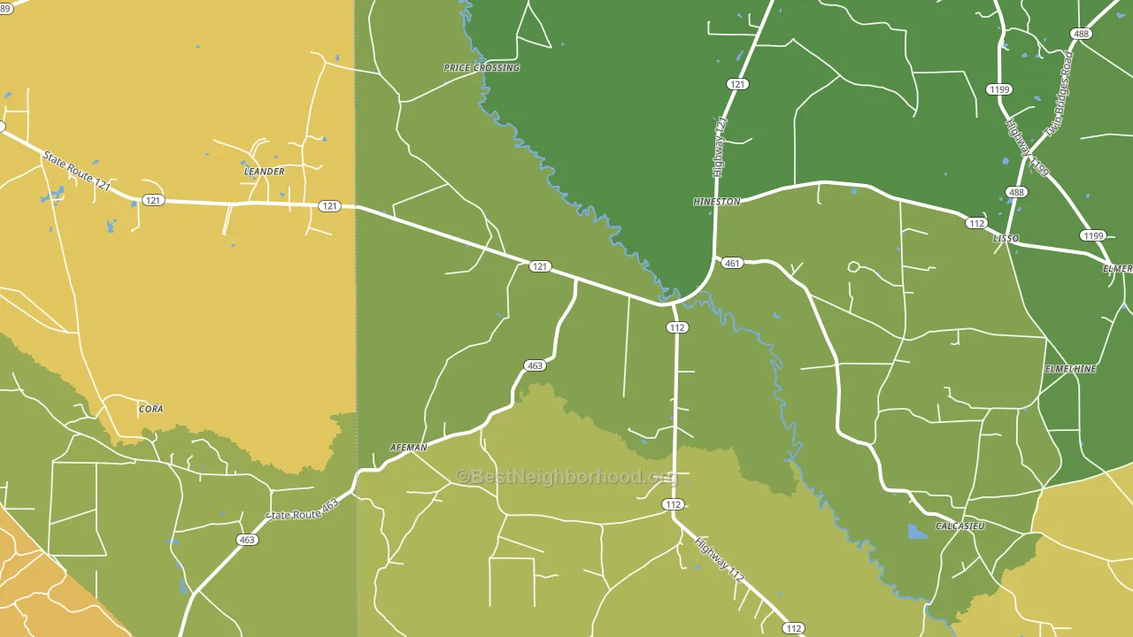 Hineston, LA block-group voter-turnout map