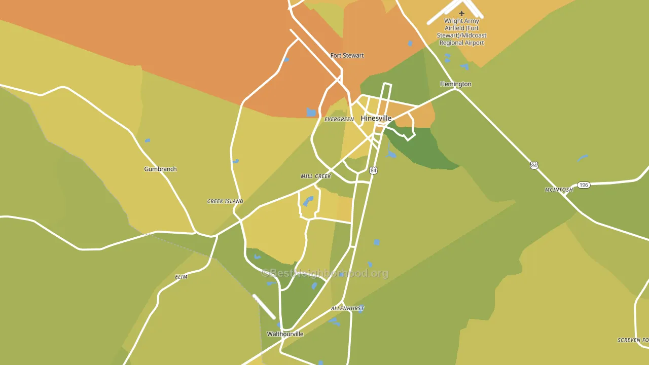 Hinesville, GA block-group voter-turnout map