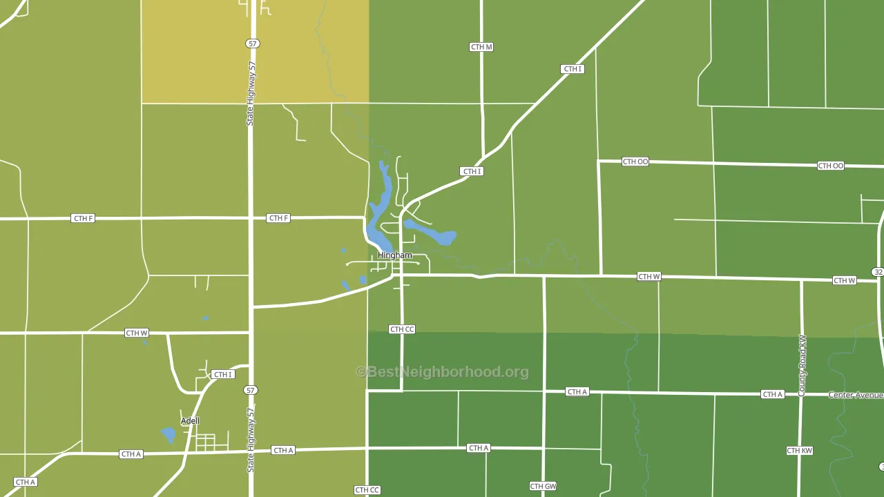 Hingham, WI block-group voter-turnout map