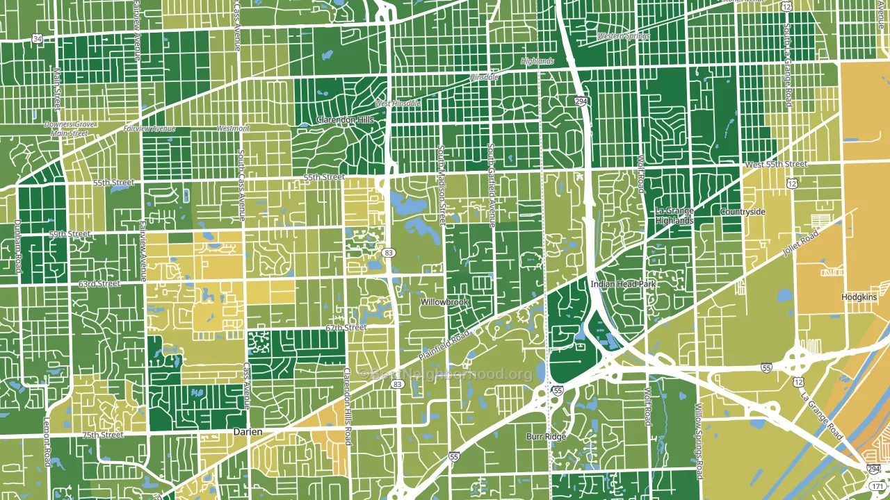 Hinsdale, IL block-group voter-turnout map