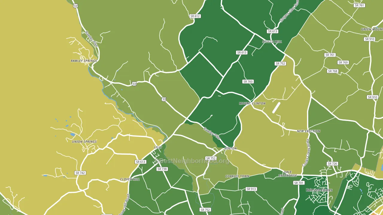 Hinton, VA block-group voter-turnout map
