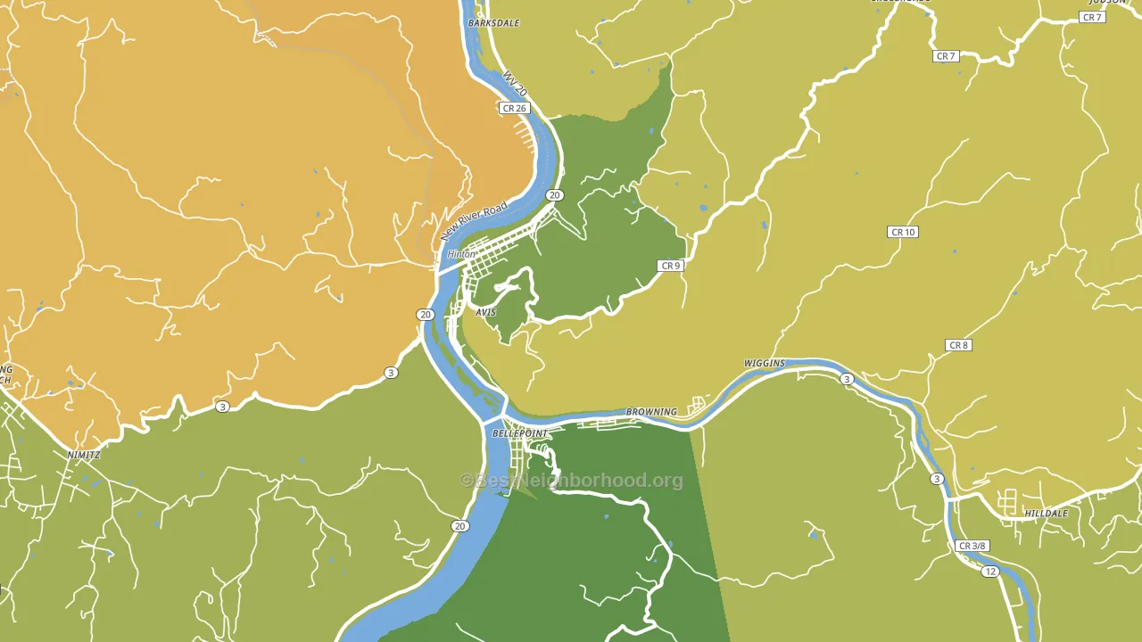 Hinton, WV block-group voter-turnout map
