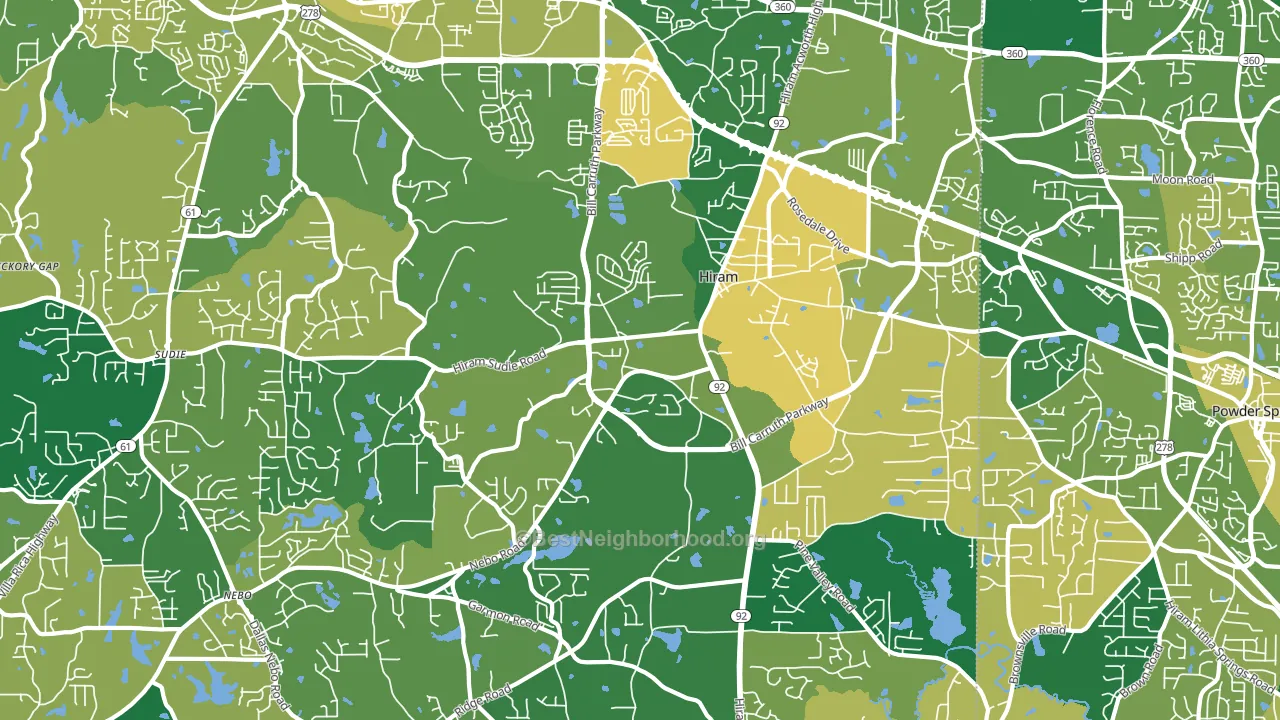 Hiram, GA block-group voter-turnout map