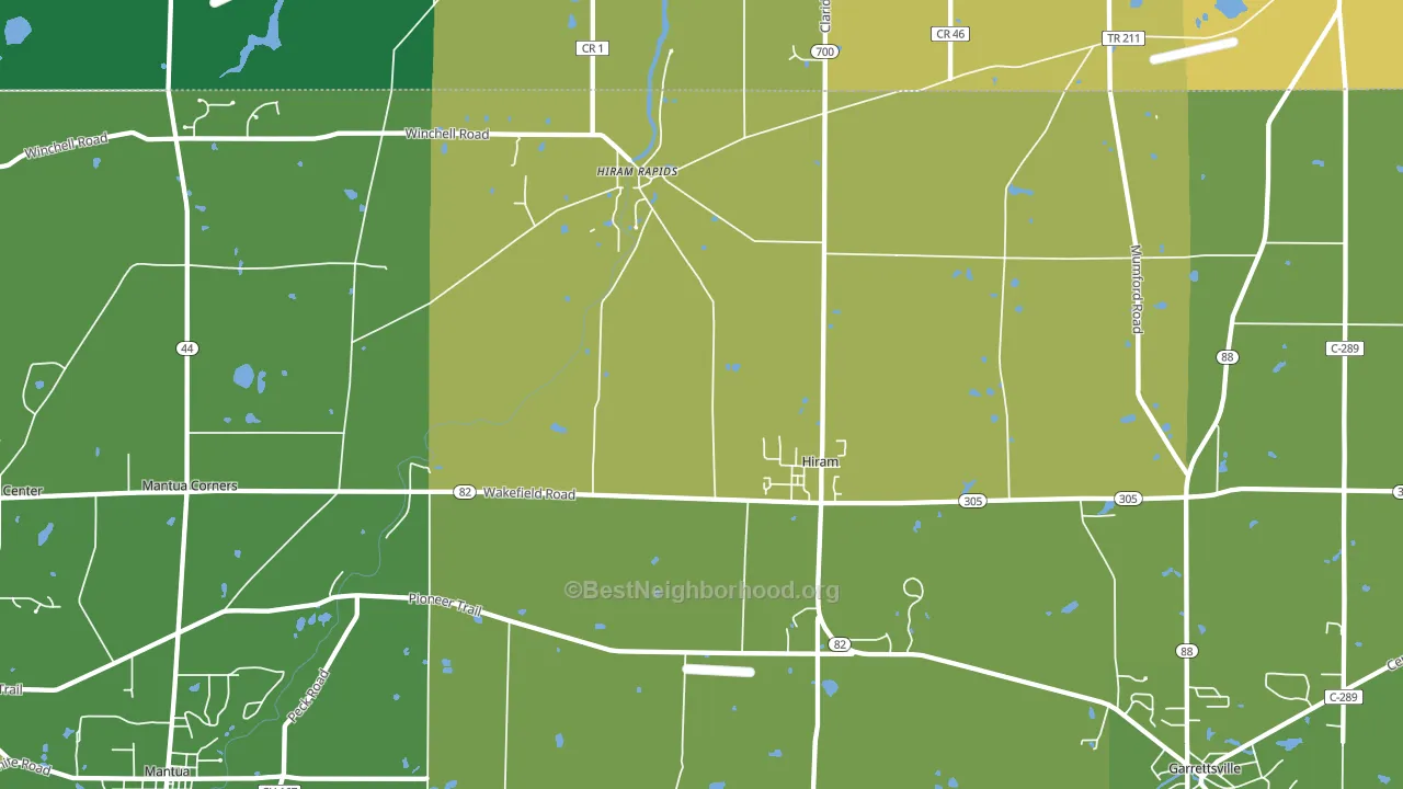 Hiram, OH block-group voter-turnout map