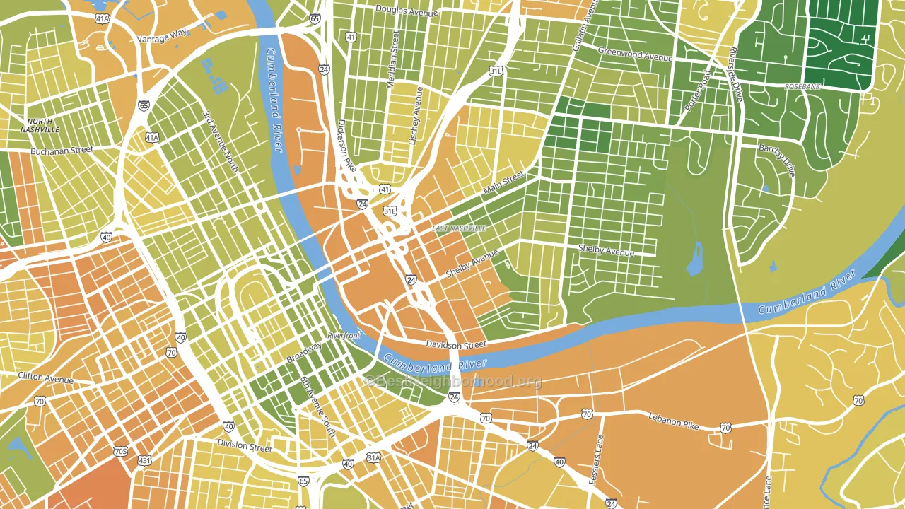 Historic Edgefield, Nashville, TN block-group voter-turnout map