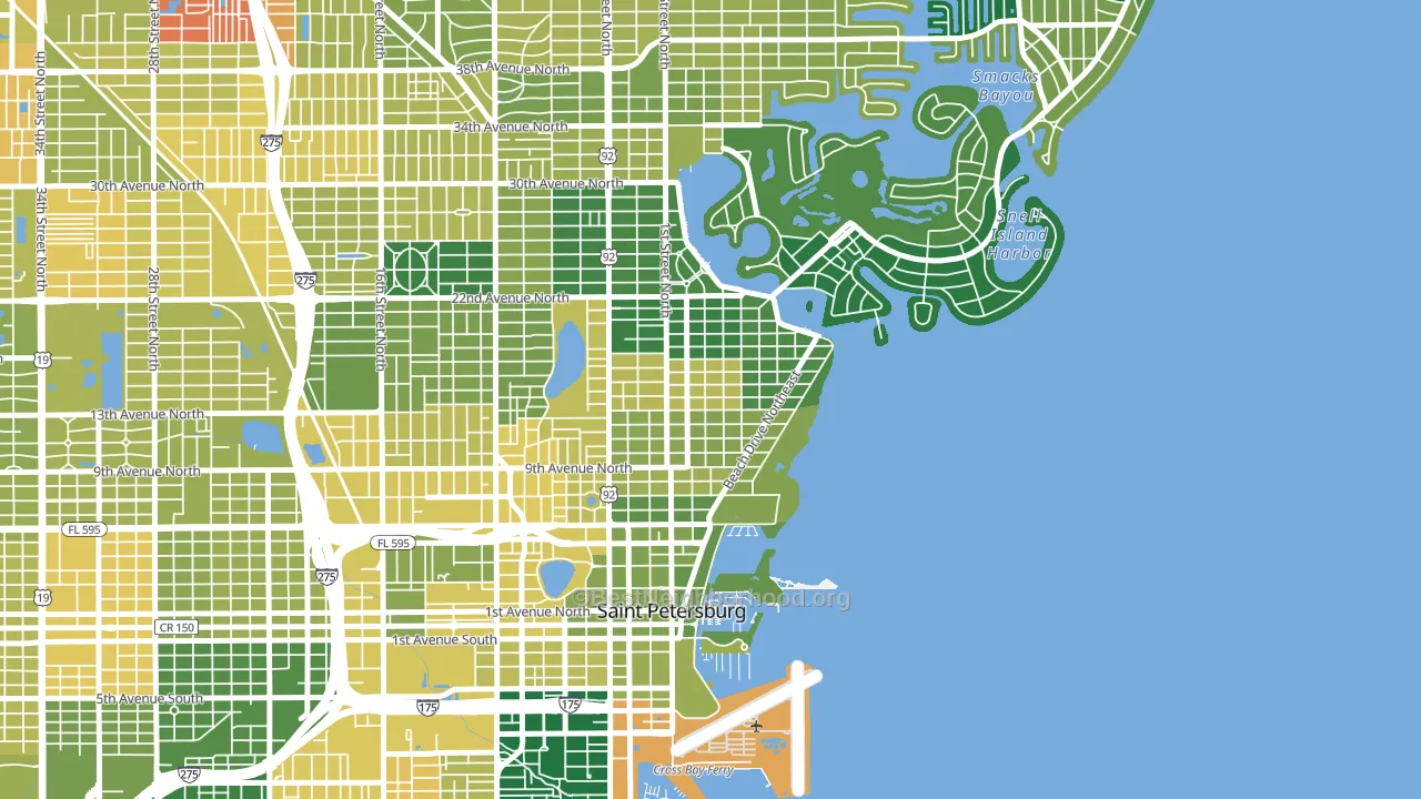 Historic Old Northeast, St. Petersburg, FL block-group voter-turnout map