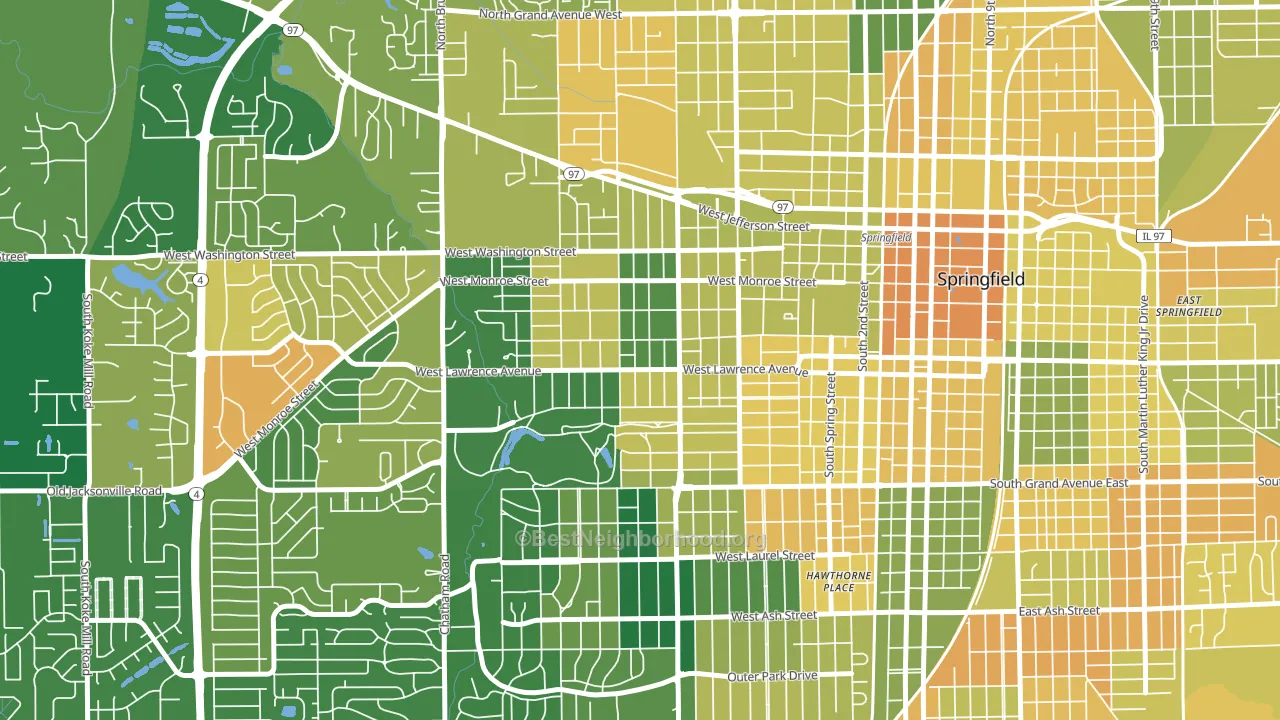 Historic West-Side, Springfield, IL block-group voter-turnout map