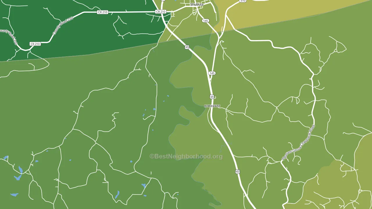 Hiwannee, MS block-group voter-turnout map