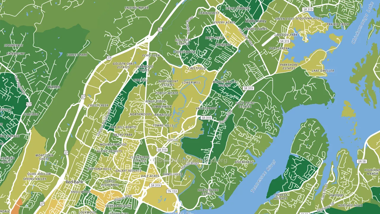 Hixson, TN block-group voter-turnout map