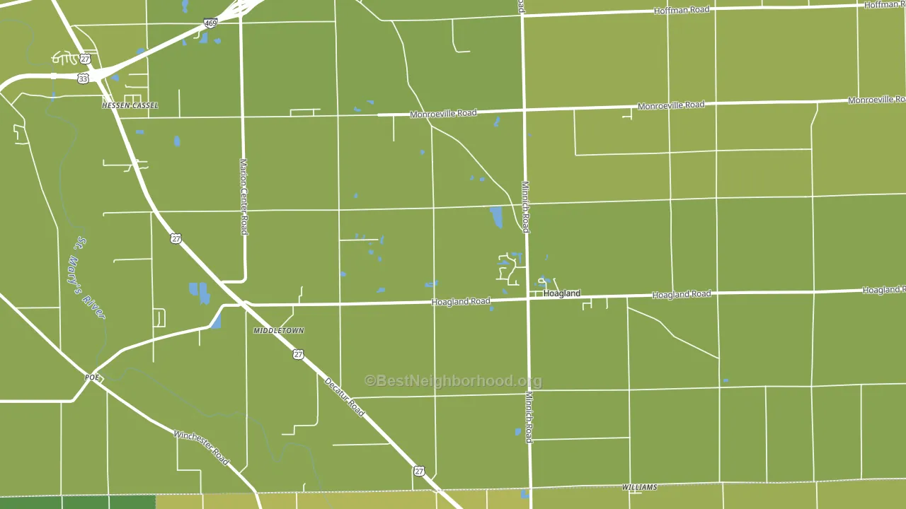 Hoagland, IN block-group voter-turnout map
