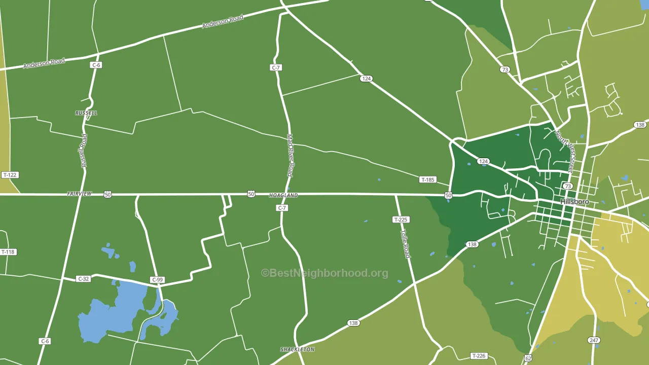Hoagland, OH block-group voter-turnout map
