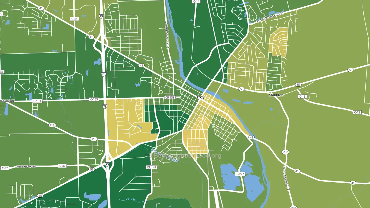 Hobart Circle Historic District, Troy, OH block-group voter-turnout map
