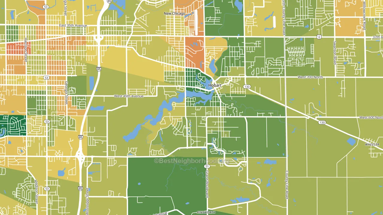 Hobart, IN block-group voter-turnout map